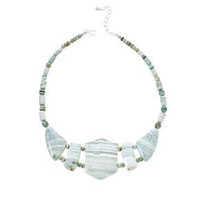 Jay King Sterling Silver Banded White Quartzite Necklace 18" Mine Finds